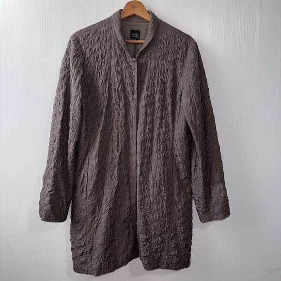 Eileen Fisher Jackets & Blazers - Vintage Eileen Fisher Silk Lightweight Jacket Dark Olive Green Brown Sz M READ!